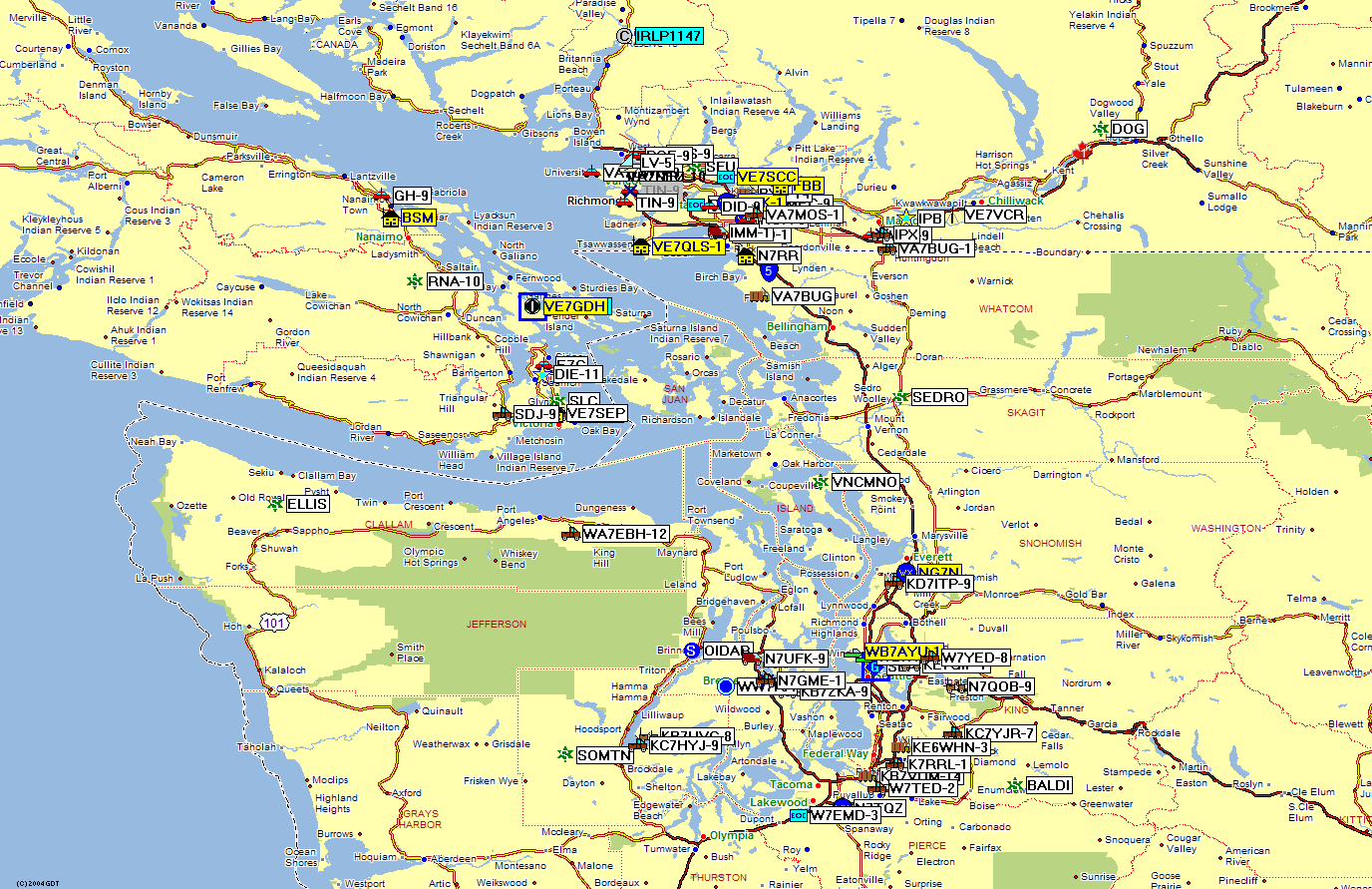 APRS Stations heard on RF at 1025 PST Dec 15 2006